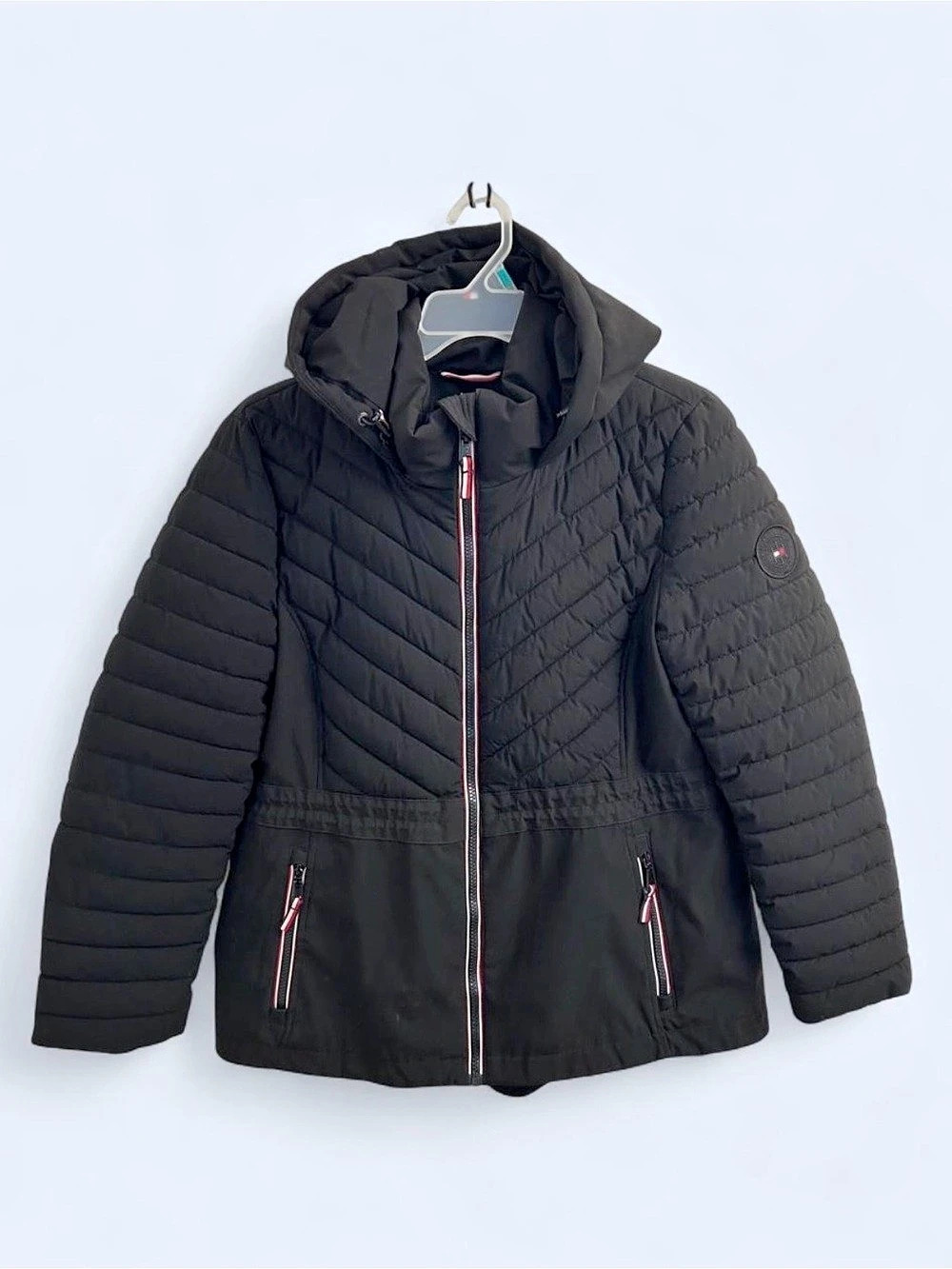 Tommy Hilfiger Women’s Hooded Quilted Puffer Jacket Black Large